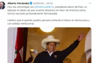 Alberto Fernández saludó al presidente electo Pedro Castillo antes de la confirmación oficial