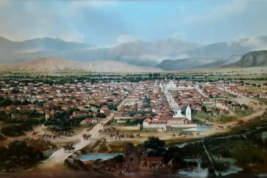 “VISTA DE SALTA” (Carlos Penuti, 1854). Gentileza Marcela López Sastre, directora del Museo de Bellas Artes de Salta. 