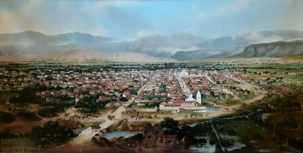 “VISTA DE SALTA” (Carlos Penuti, 1854). Gentileza Marcela López Sastre, directora del Museo de Bellas Artes de Salta. 