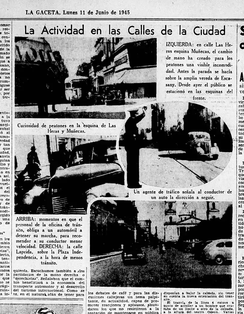  POR LA DERECHA. Los conductores tuvieron que acostumbrarse a las  nuevas reglas y por ello el tránsito fue durante días a baja velocidad.