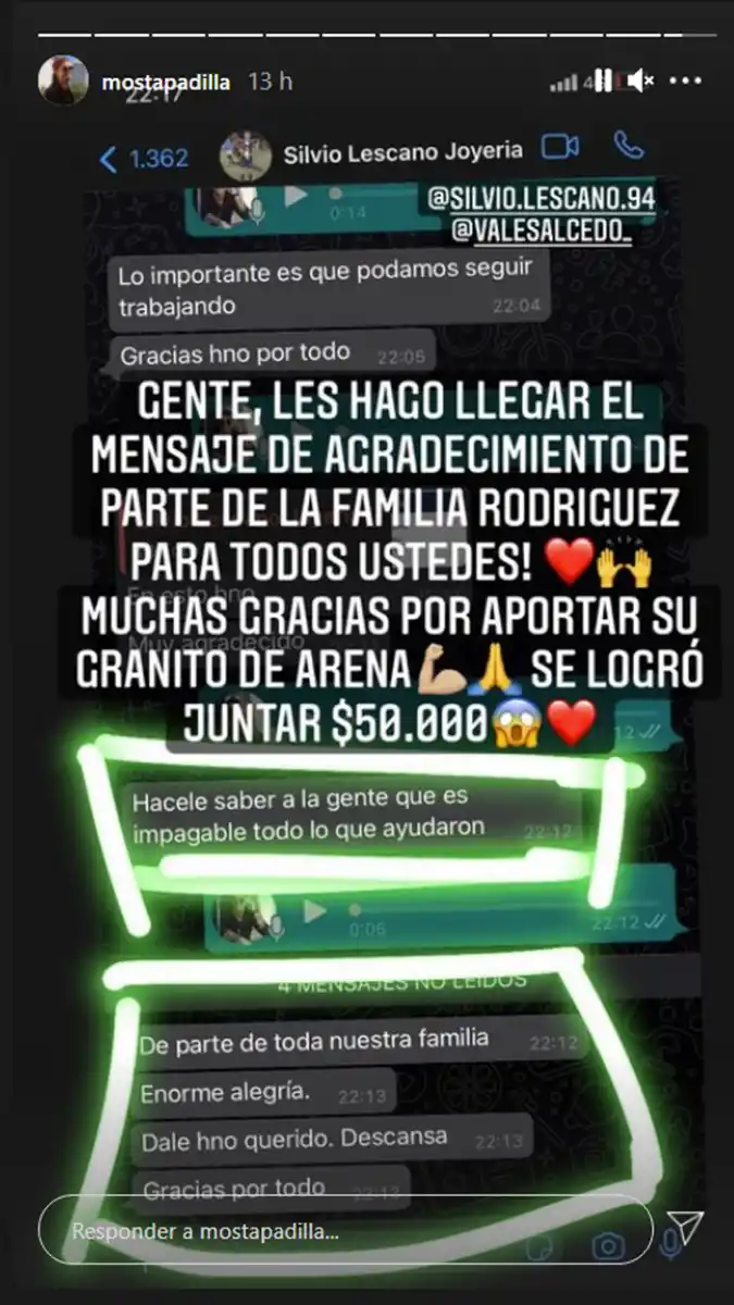 Mosta Padilla inició una nueva colecta para ayudar a la familia que sufrió el robo en su joyería