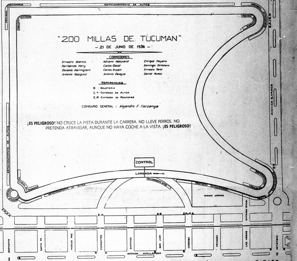 EL GANADOR. Blanco y su REO Grey Rock 2 instantes previos al inicio de la carrera por el parque 9 de Julio en 1936. 