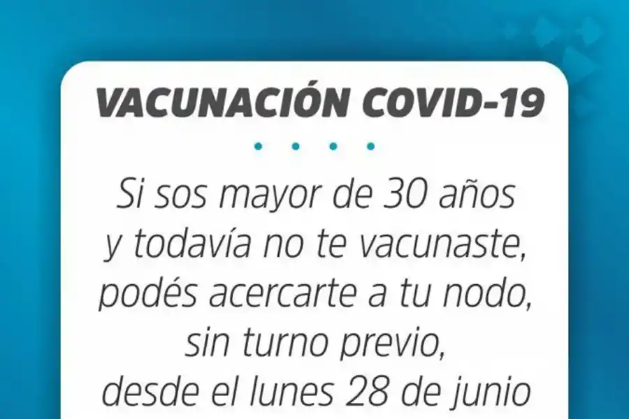 Desde hoy los mayores de 30 se podrán vacunar sin sacar turno