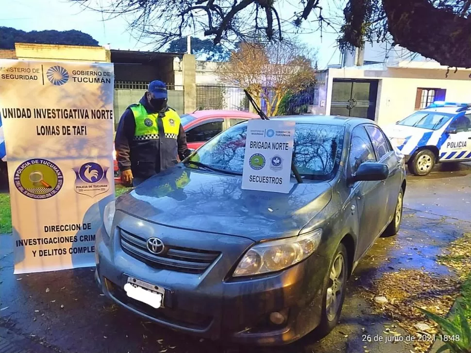 SECUESTRO. El Toyota Corolla en el que se habría manejado la banda.  