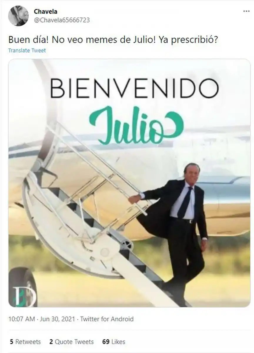 Llegó el séptimo mes del calendario y con este vuelven los memes de Julio Iglesias