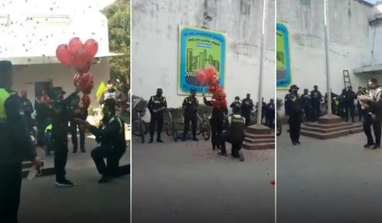 Sorpresa en la Guardia Urbana: un policía le propuso matrimonio delante de todos