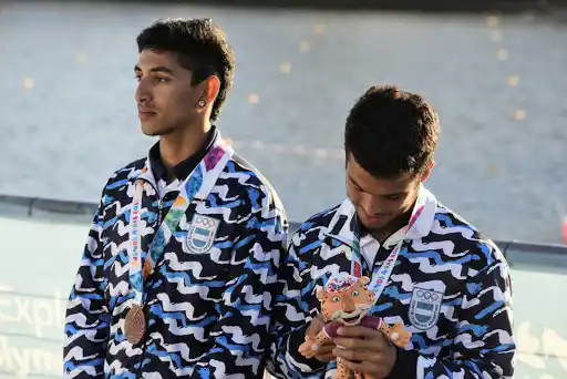 JUEGOS OLÍMPICOS DE LA JUVENTUD. Herrera y Modarelli en el podio de Buenos Aires 2018.