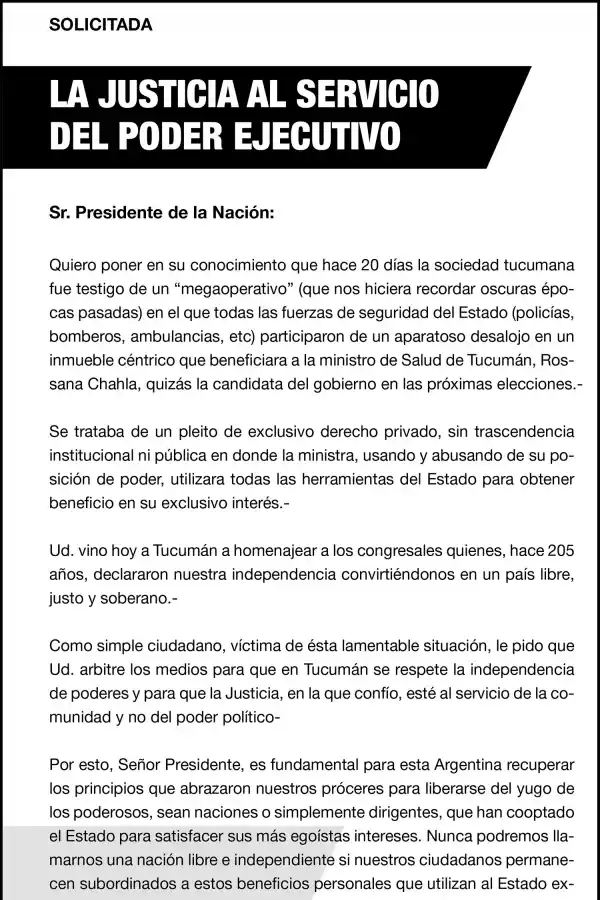 Denuncian que la Justicia es funcional al Poder Ejecutivo