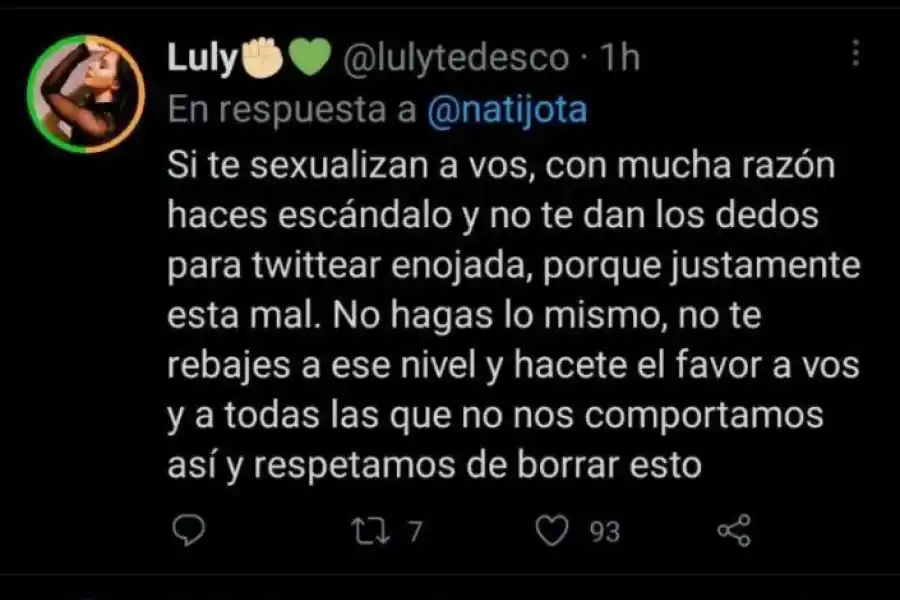 Por subir fotos de Tucu Correa en calzoncillos, acusaron a Nati Jota de cosificarlo