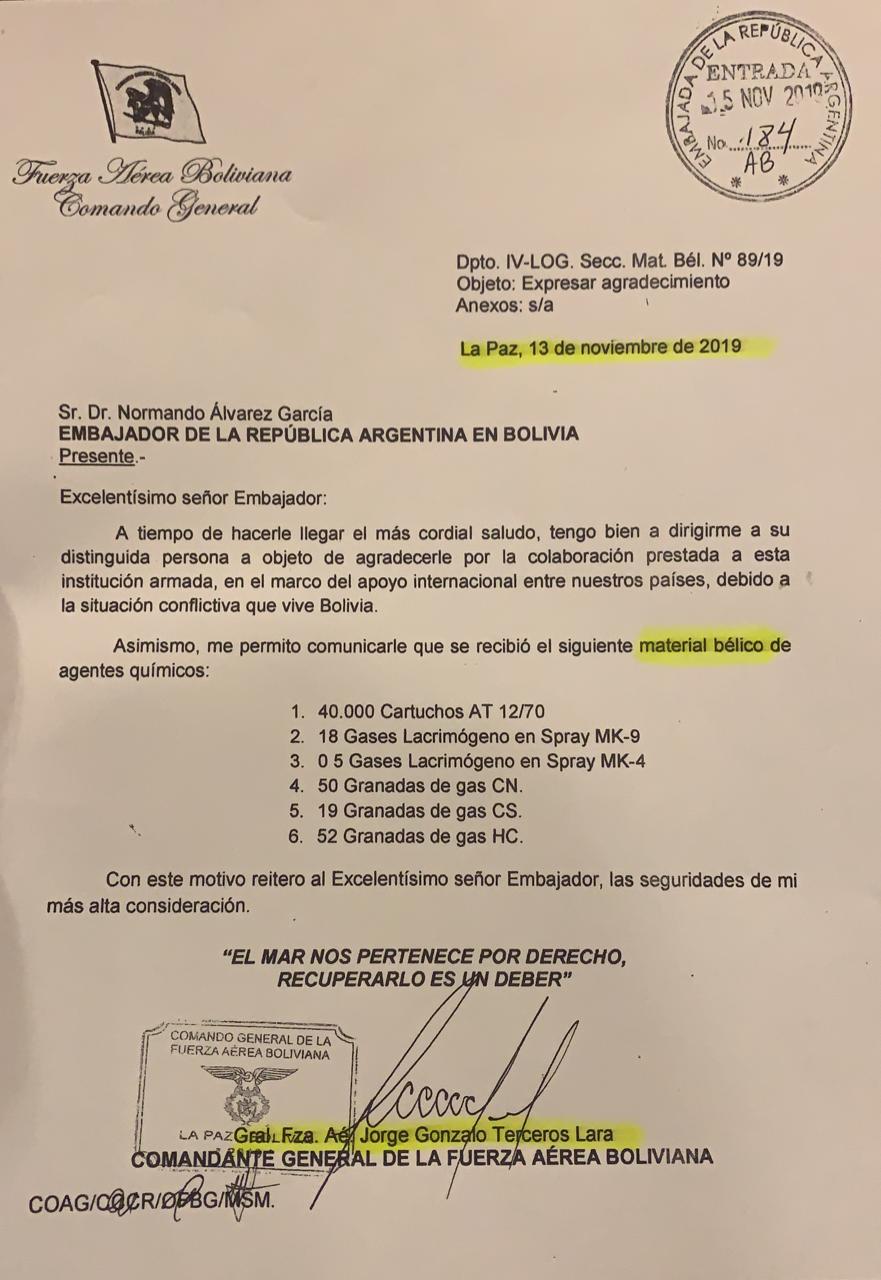 EL DETALLE. Del material bélico proporcionado a la ex presidenta.