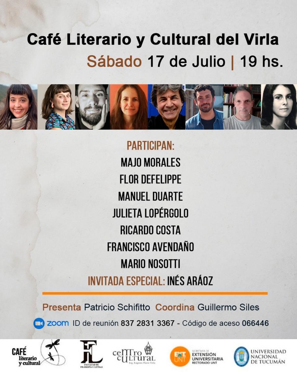 El nuevo encuentro del café literario del Virla tendrán como invitada especial a Inés Aráoz