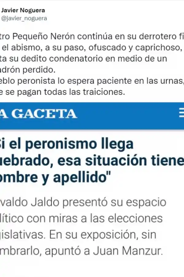 En el manzurismo retrucan a Jaldo: El pueblo peronista lo espera paciente en las urnas