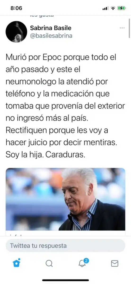 Murió la esposa de Alfio Coco Basile y su hija hizo una grave denuncia