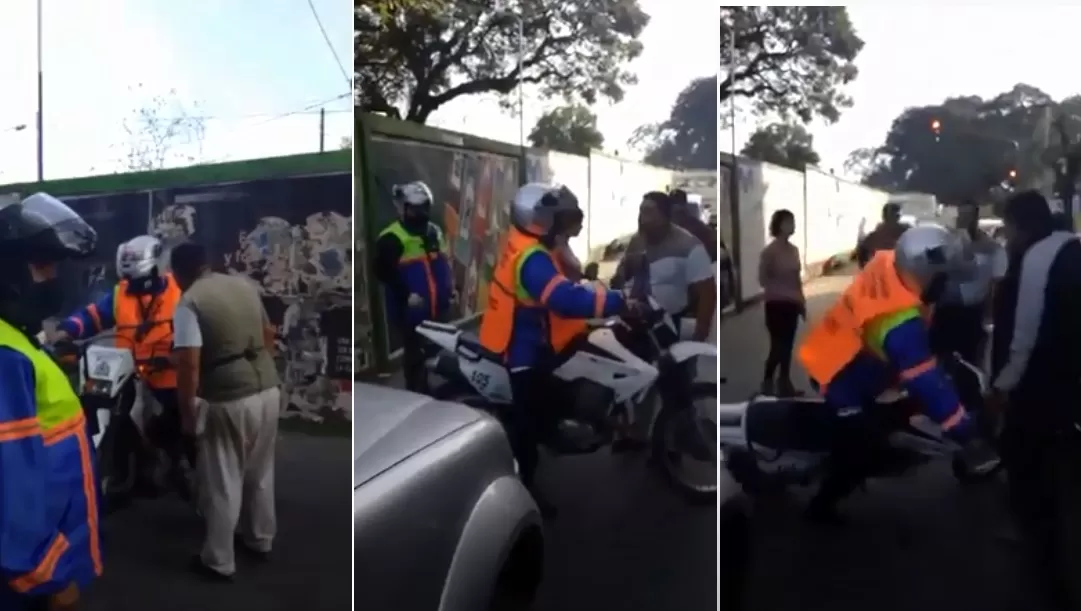 Video: enfurecido porque una grúa se llevó el auto de su hijo, derribó de una trompada al inspector