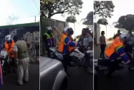 Video: enfurecido porque una grúa se llevó el auto de su hijo, derribó de una trompada al inspector