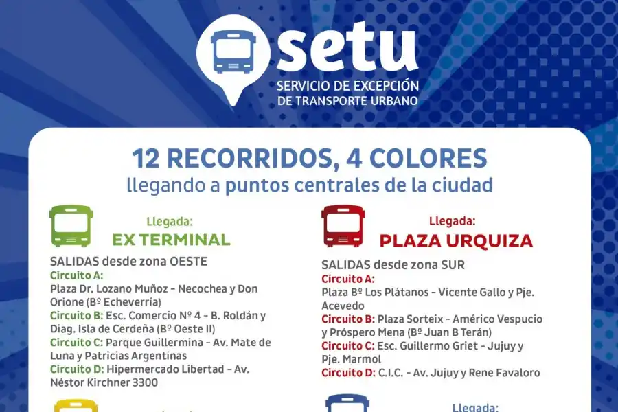 Estos son los recorridos de los minibuses de la Municipalidad de San Miguel de Tucumán