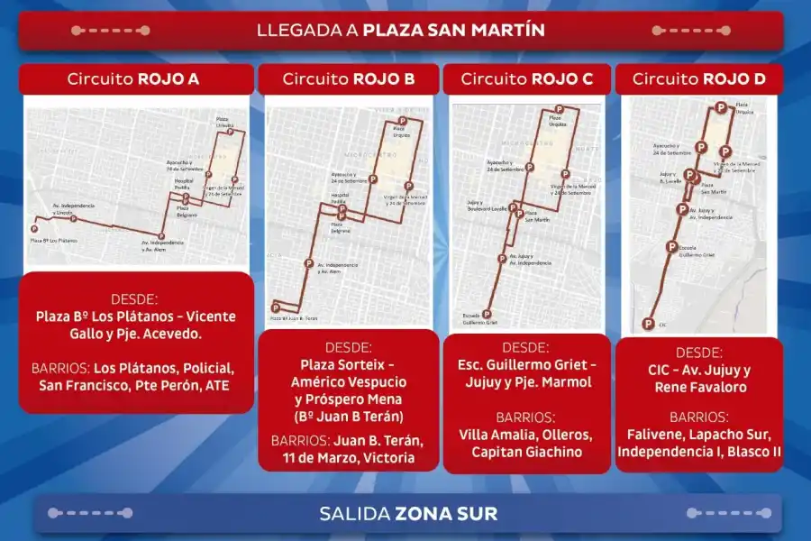 Estos son los recorridos de los minibuses de la Municipalidad de San Miguel de Tucumán