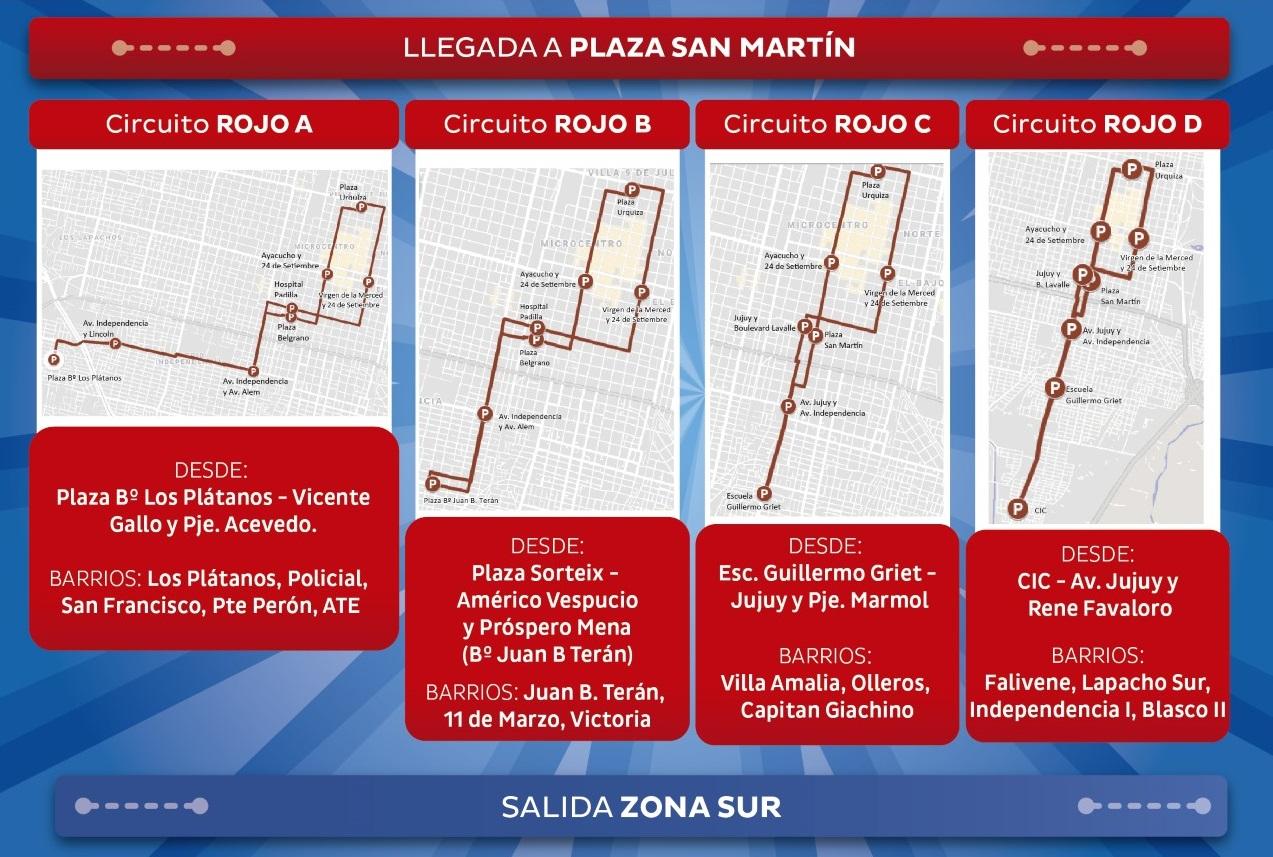 Estos son los recorridos de los minibuses de la Municipalidad de San Miguel de Tucumán