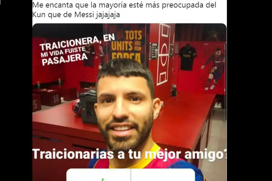 Se multiplicaron los memes sobre el Kun Agüero, tras la partida de Messi del Barcelona