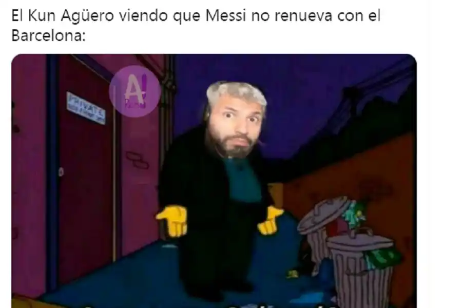 Se multiplicaron los memes sobre el Kun Agüero, tras la partida de Messi del Barcelona