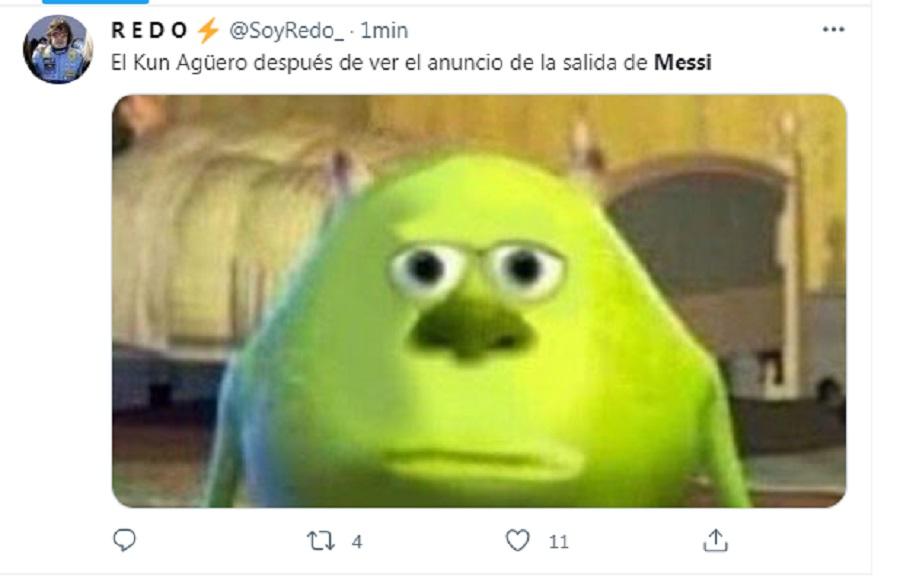 Se multiplicaron los memes sobre el Kun Agüero, tras la partida de Messi del Barcelona