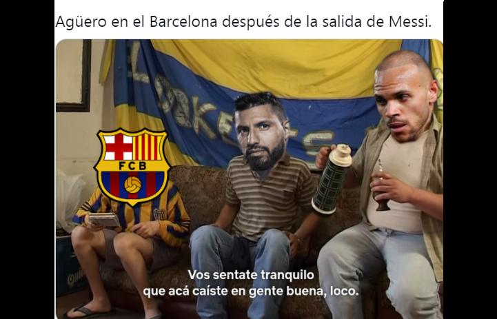 Se multiplicaron los memes sobre el Kun Agüero, tras la partida de Messi del Barcelona