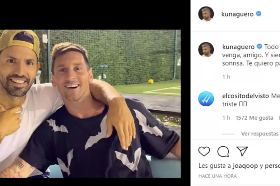 Desde la casa de Lionel Messi, “Kun” Agüero le dedicó un emotivo mensaje