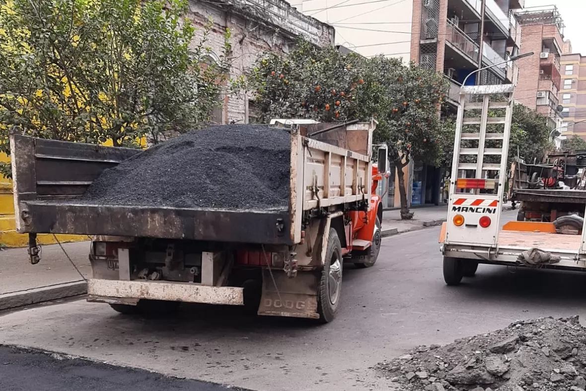 REPARACIONES. Sobre las cuadras de Marcos Paz al 100 y al 200. Foto: Obras Públicas de SMT