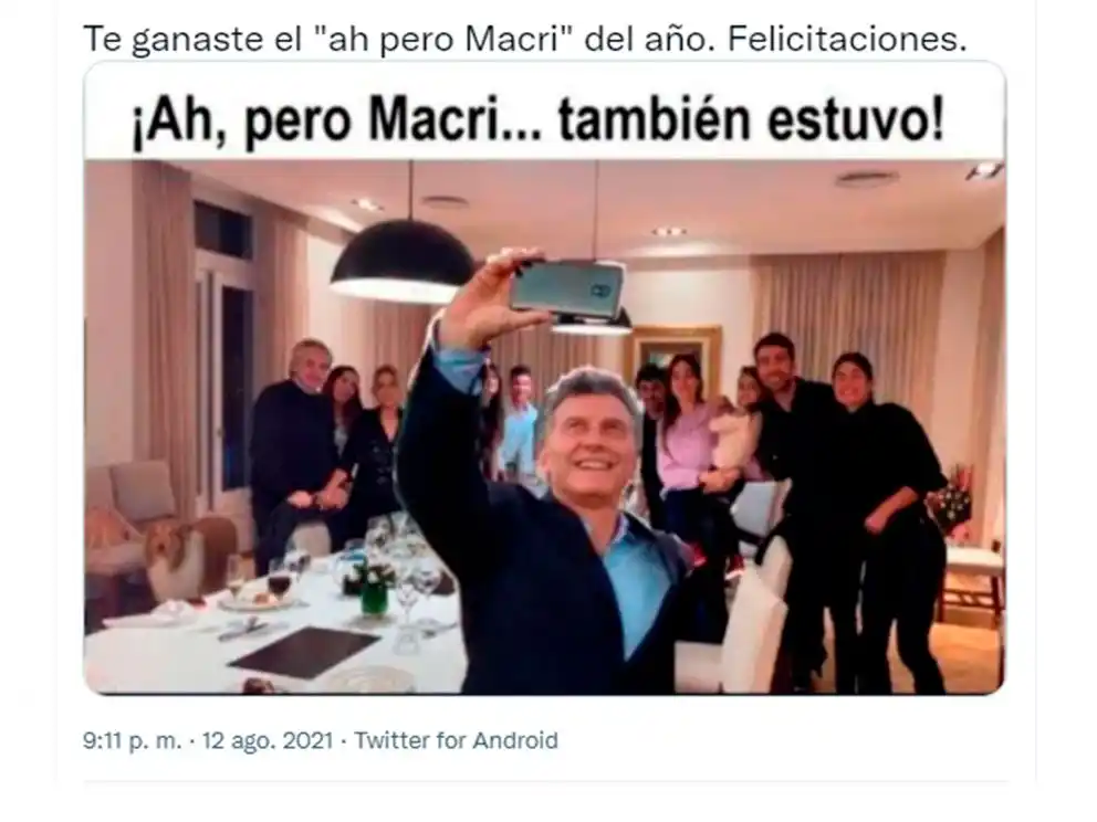 Desde Dylan con barbijo hasta Macri en la “fiesta clandestina”: los memes del festejo en Olivos