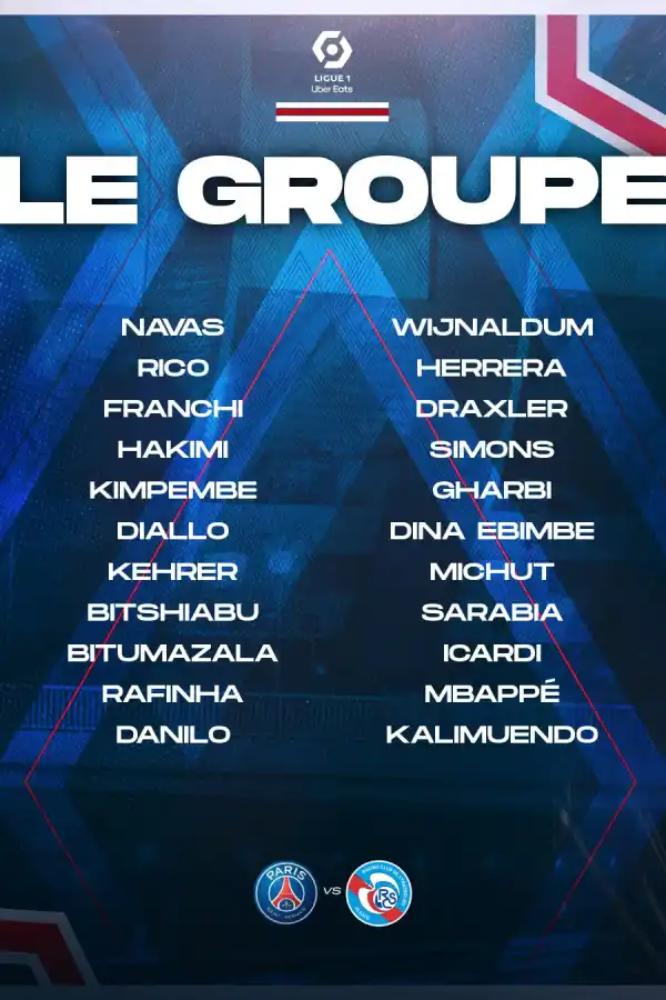 NÓMINA. La lista de jugadores que convocó Pochettino para el partido de hoy. Foto: @PSG_inside