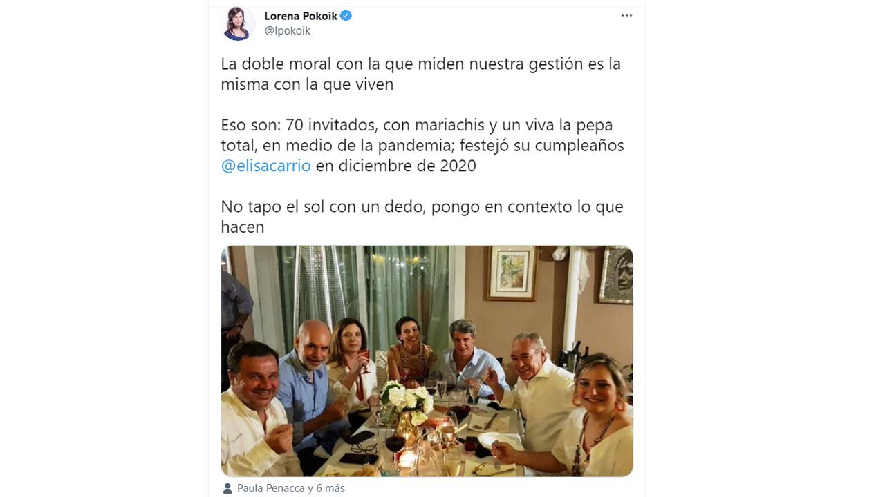 Carrió fue denunciada por festejar su cumpleaños en cuarentena y dijo sentirse “herida”