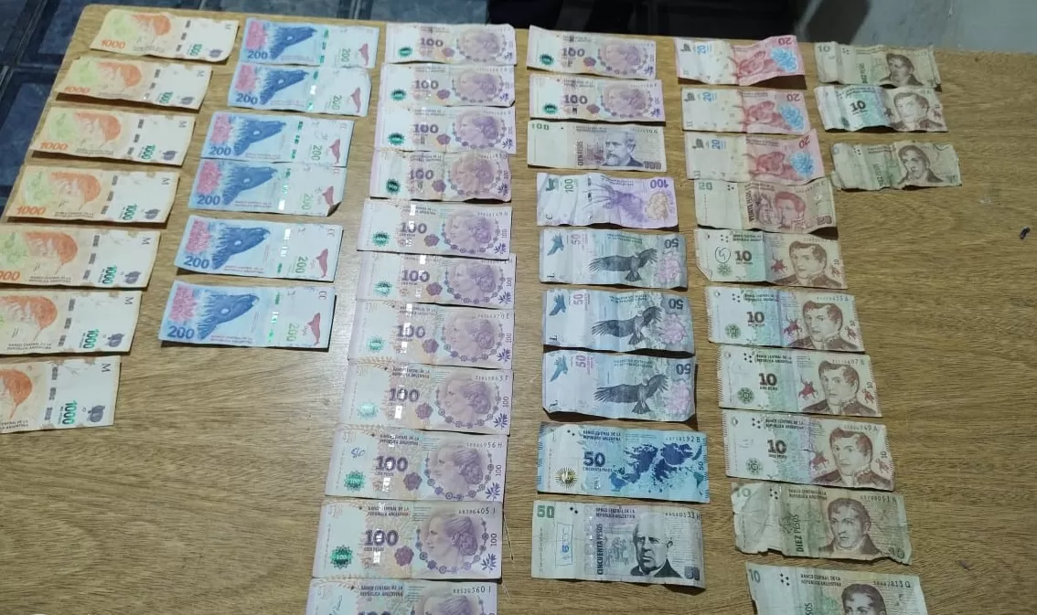 EL BOTÍN. El dinero secuestrado a uno de los presuntos delincuentes. Foto: Prensa Seguridad