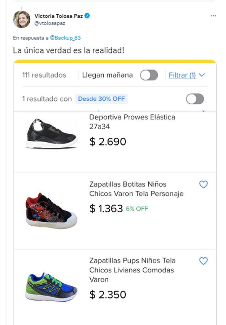 Tolosa Paz dijo que con $ 2000 se puede comprar zapatillas y fue cuestionada