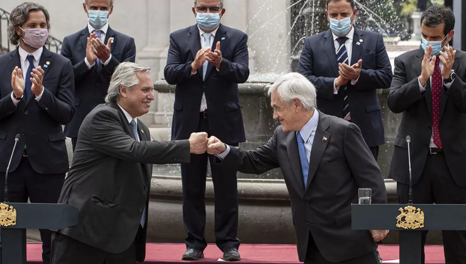 TENSIONES. Alberto Fernández visitó este año al presidente chileno Sebastián Piñera.