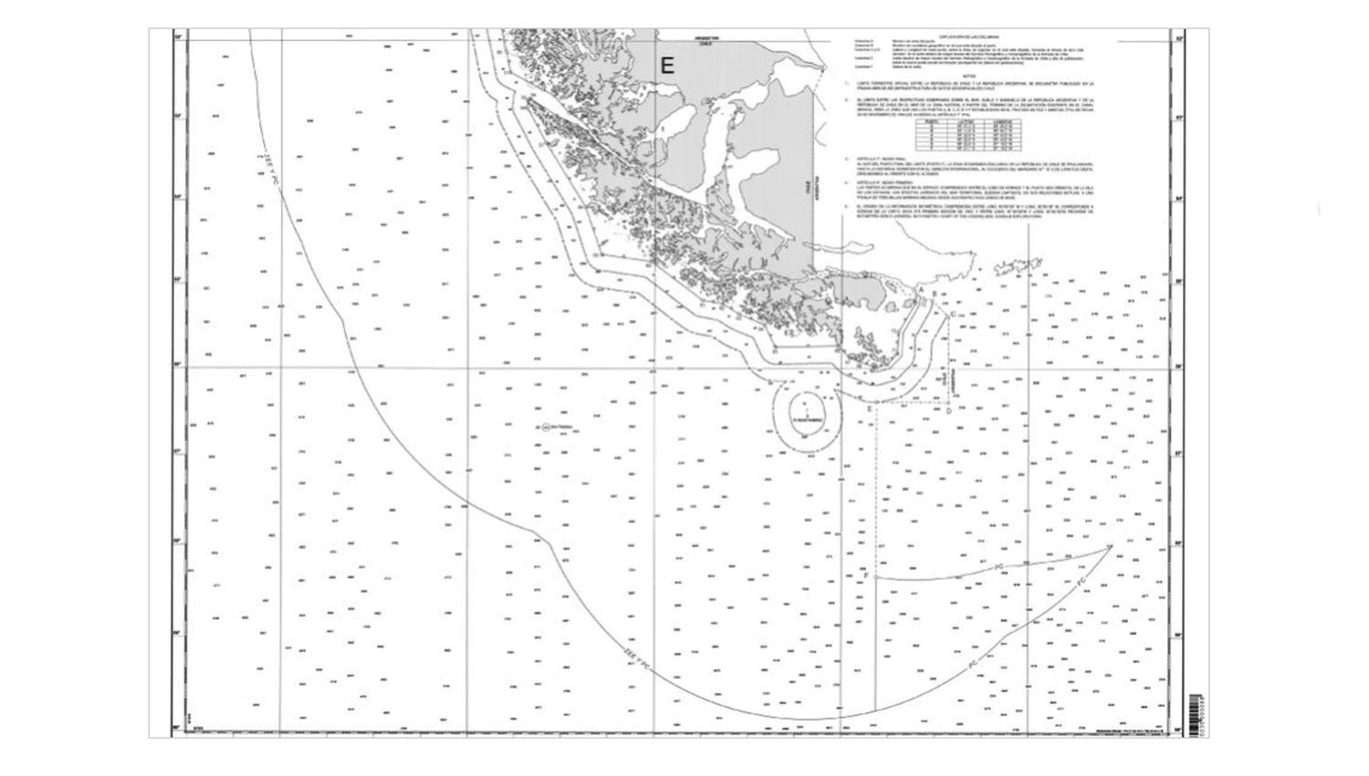 El mapa que publicó el gobierno de Chile.