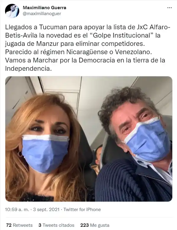 El tuit del bailarín Maximiliano Guerra a favor de Germán Alfaro: es un golpe institucional