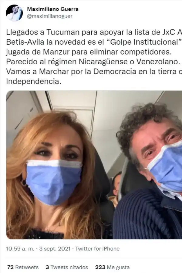 El tuit del bailarín Maximiliano Guerra a favor de Germán Alfaro: es un golpe institucional