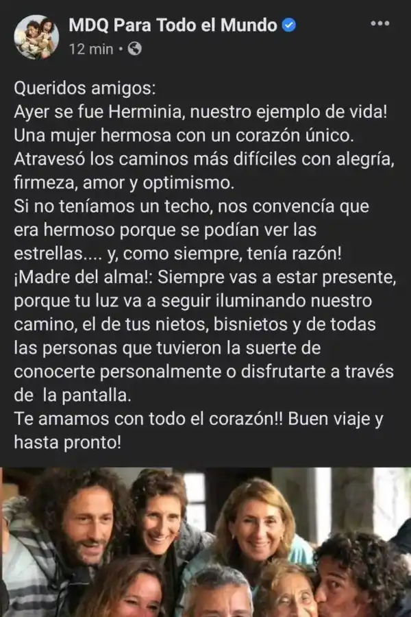 Murió Herminia, la mamá de los conductores de “MDQ para todo el mundo”
