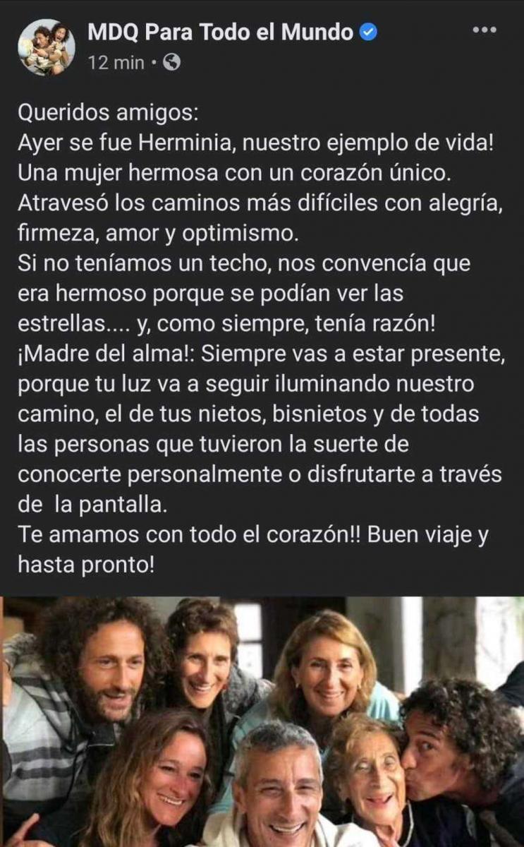 Murió Herminia, la mamá de los conductores de “MDQ para todo el mundo”