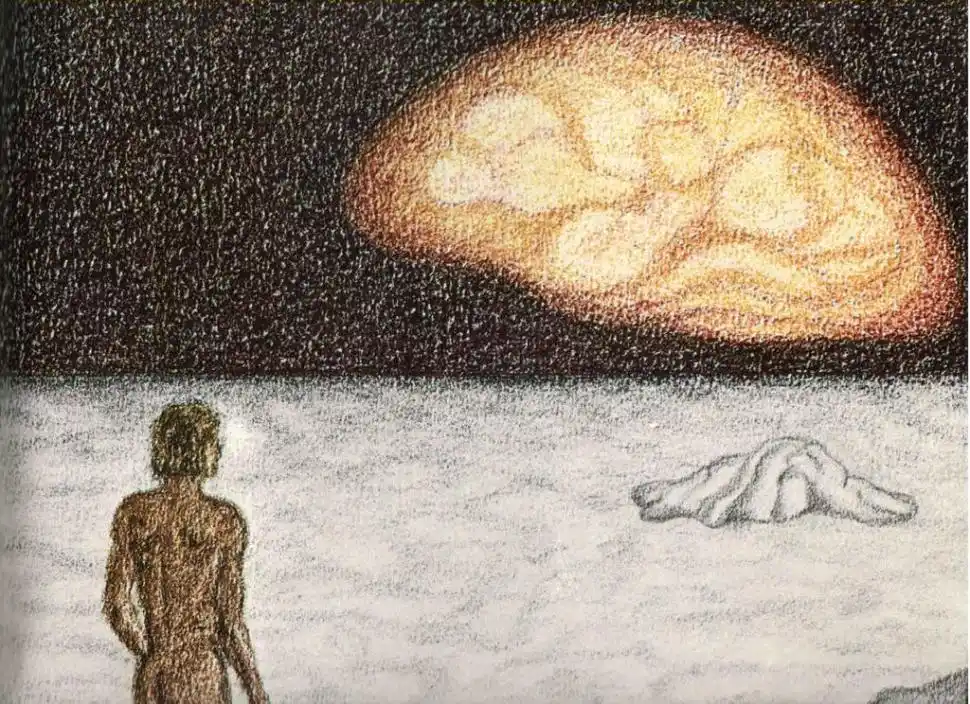  La luna, dibujo que ilustró un poema de Borges en el suplemento literario, en 1976.