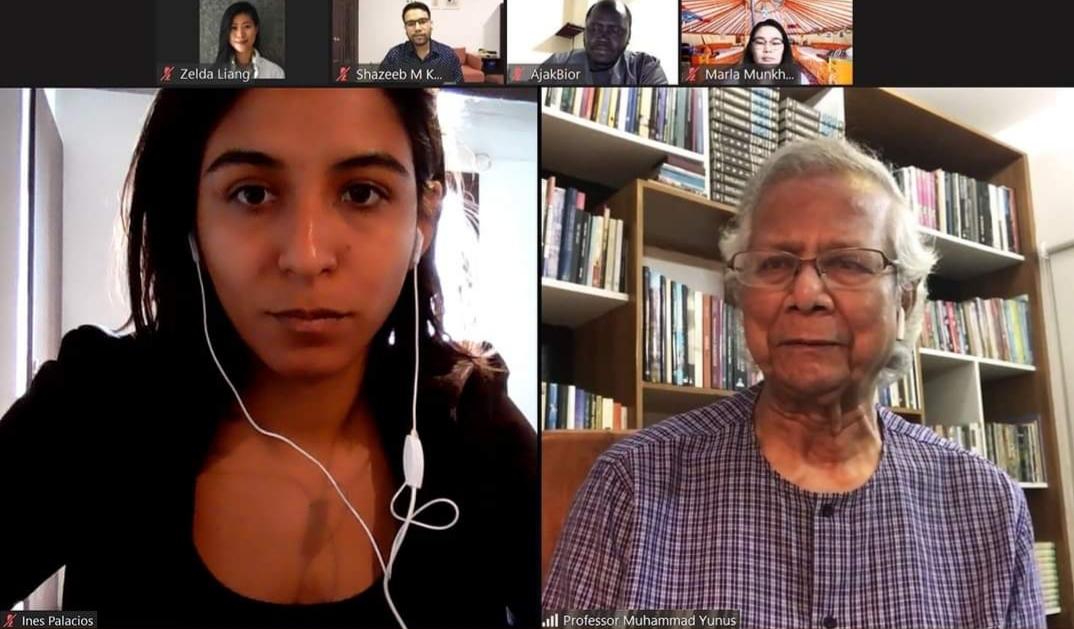 Diálogo con Muhammad Yunus por una economía justa para las mujeres de barrios populares.