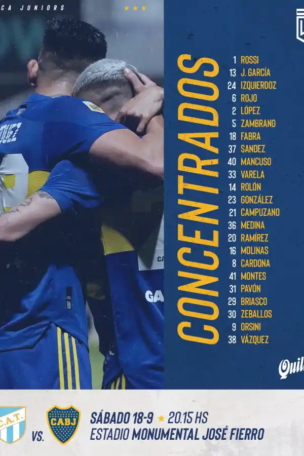 Con el regreso de Cardona, Boca confirmó la lista de jugadores que viajan a Tucumán