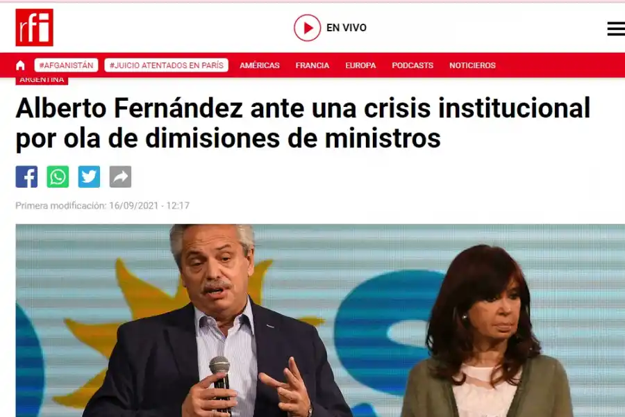 Así refleja la prensa internacional la crisis política de la Argentina