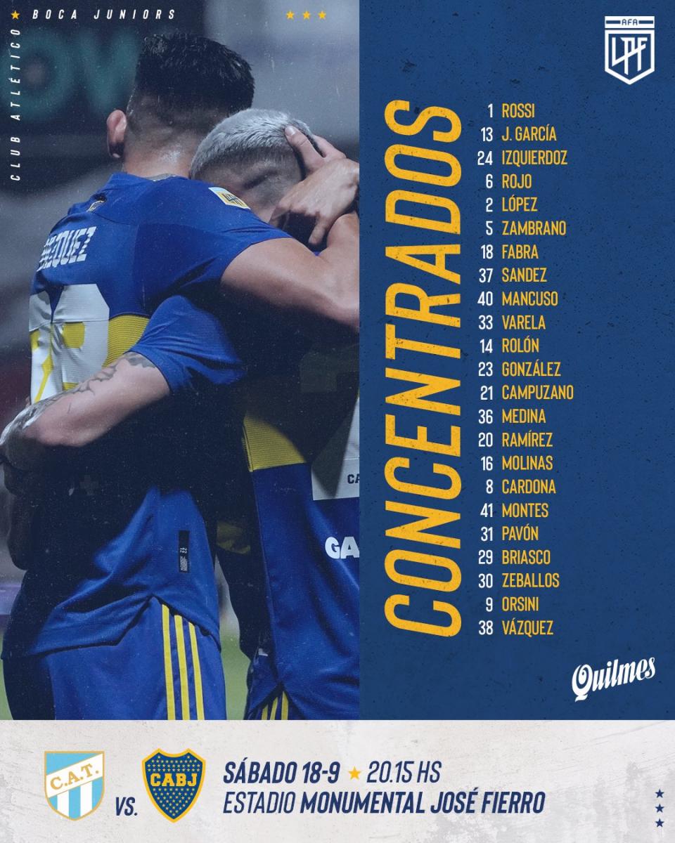 Con el regreso de Cardona, Boca confirmó la lista de jugadores que viajan a Tucumán