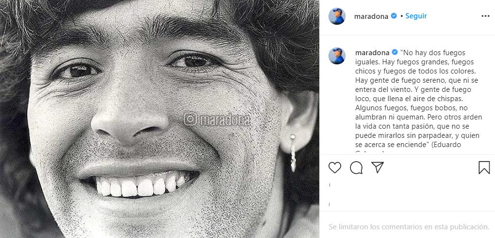 Diego Maradona: reactivaron la cuenta de Instagram del astro del fútbol