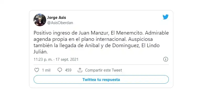 En las redes sociales, los manzuristas festejaron la designación del gobernador