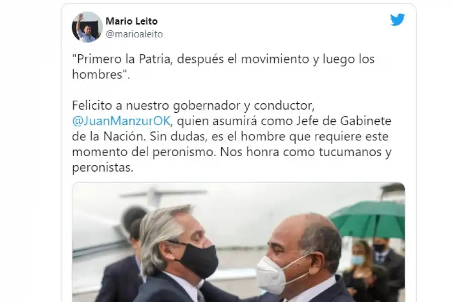 En las redes sociales, los manzuristas festejaron la designación del gobernador