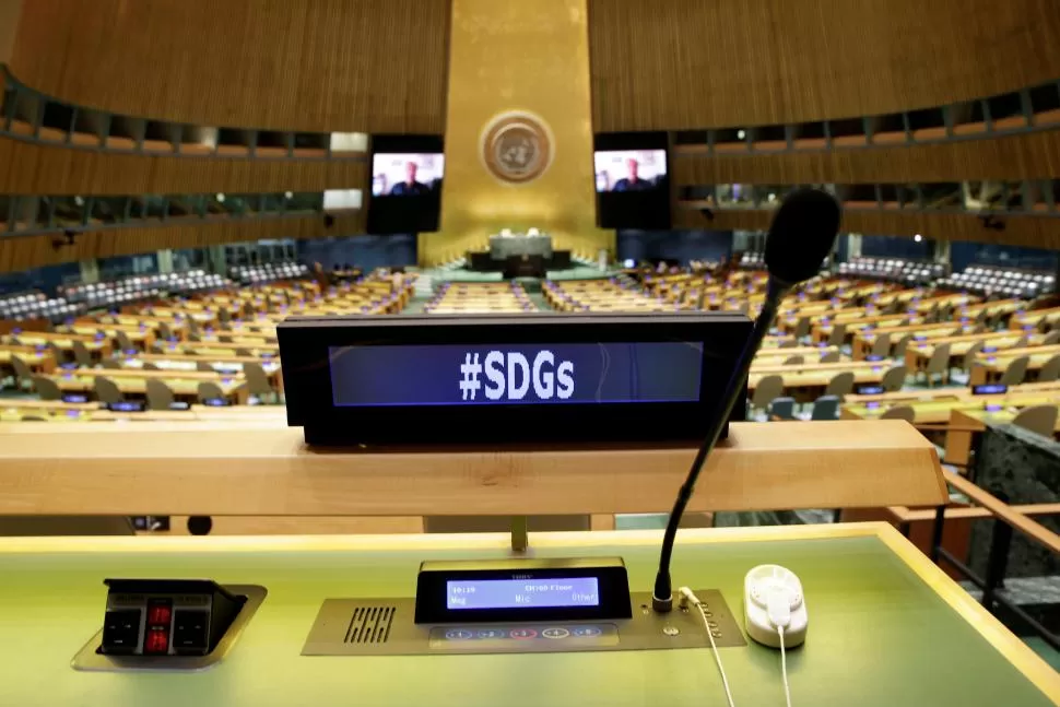Sala de reuniones de la Asamblea de Naciones Unidas.  