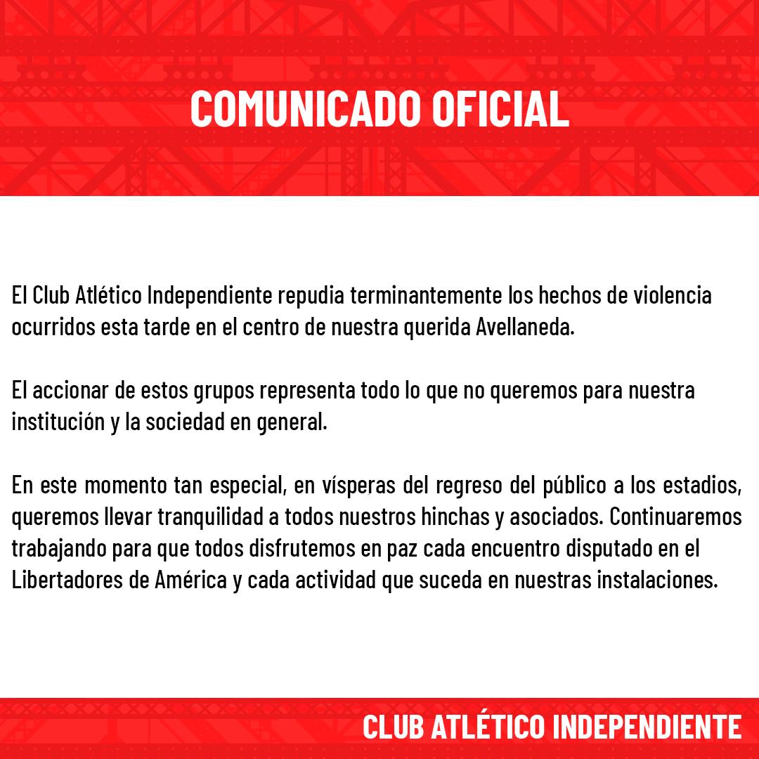 El comunicado de Independiente: es todo lo que no queremos para la institución