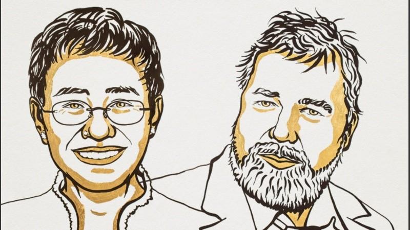 A favor de la libertad de expresión, dos periodistas ganaron el Nobel de la Paz